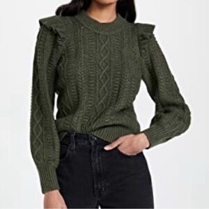 Madewell Olive Cable Knit Sweater Like New EUC Large